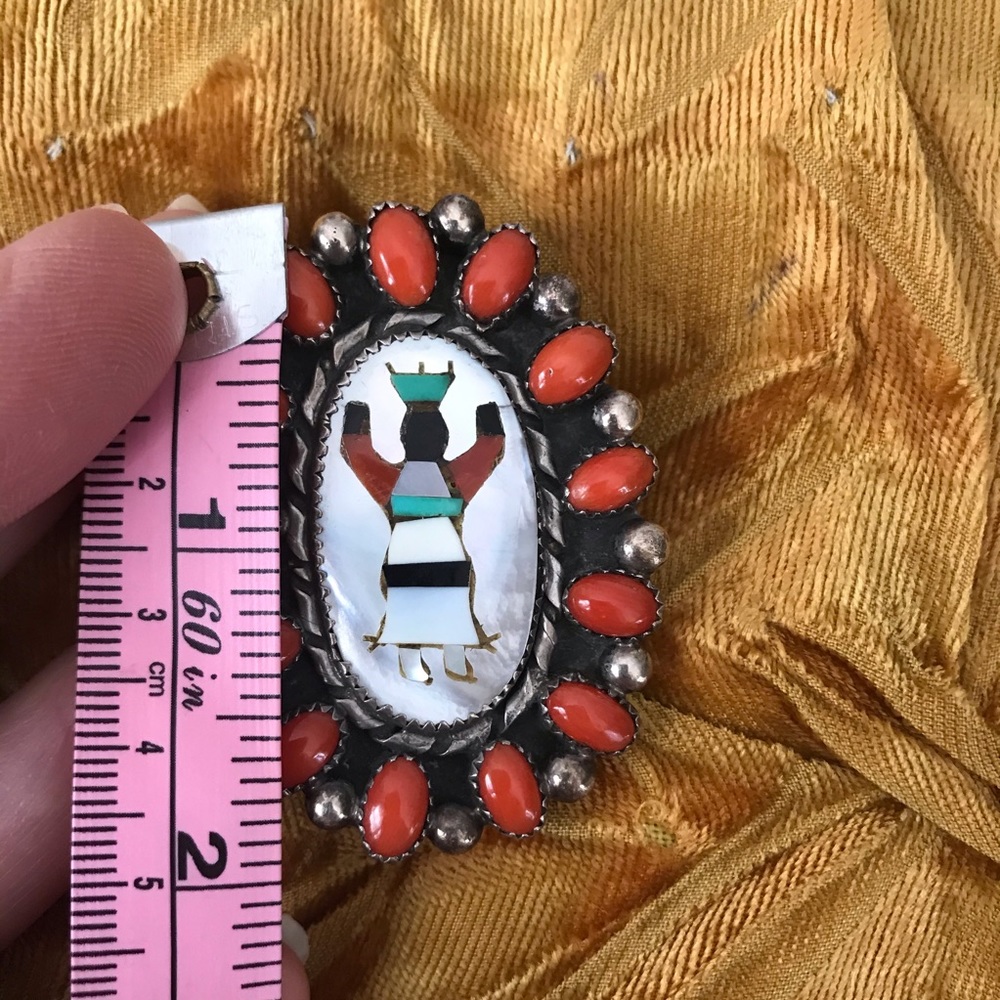 Vintage Navajo Apache Gaan Crown Dancer Inlay Ring